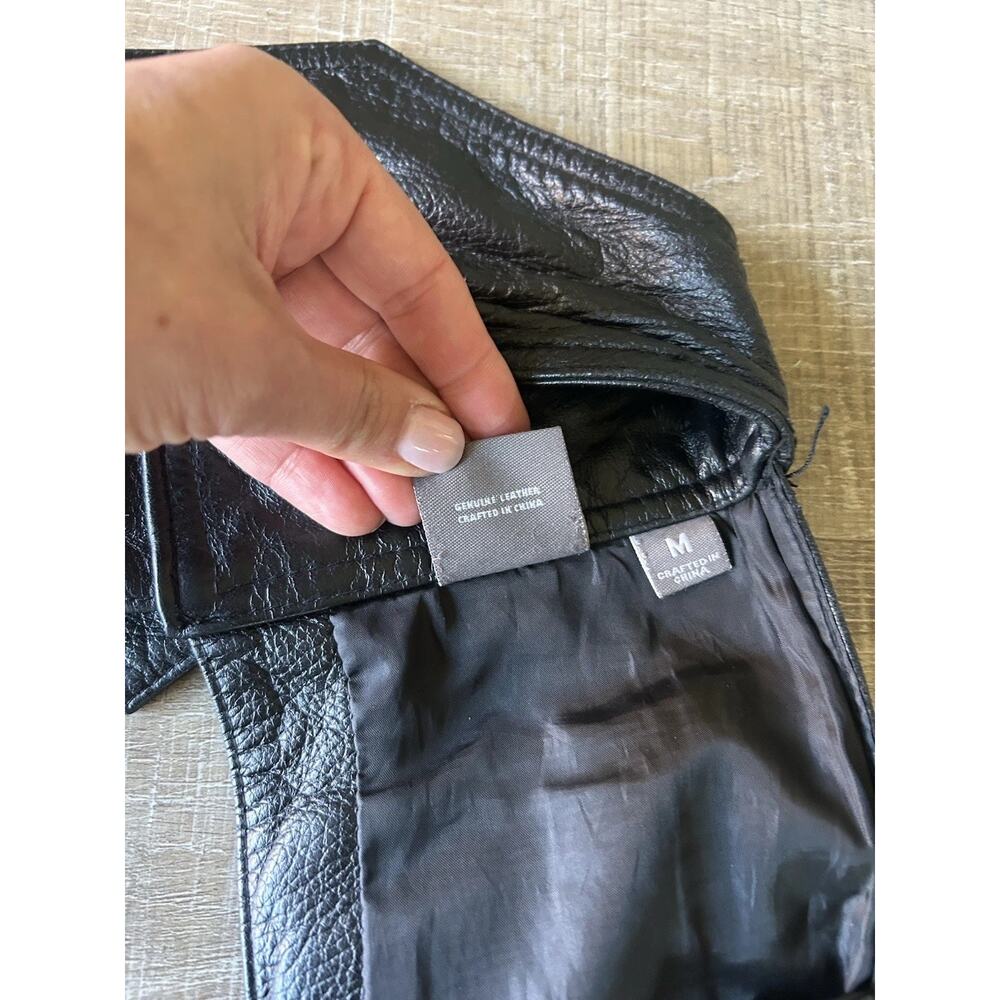 Wilsons Leather Black Motorcycle Chaps Womens M Rear Lace Waist Snap Zip - Picture 13 of 16